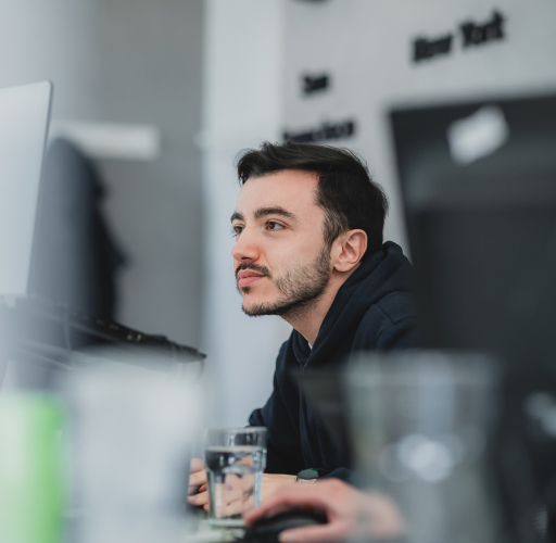 Man working on the computer